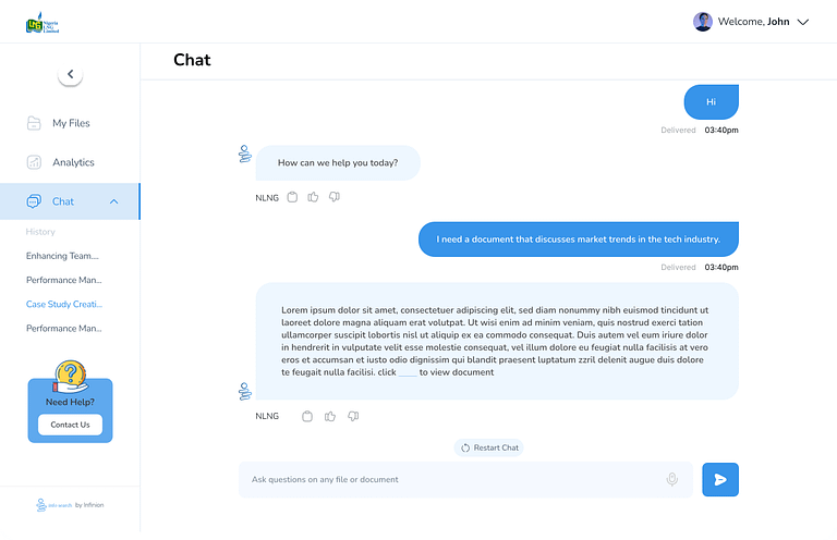 infosearch chat page