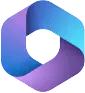 Interlocking blue and purple ribbon logo forming a loop (brand mark)