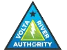 Blue triangular government seal with a white border and a white star at the top; edge text reads 'VOTER' on the left and 'RIVER AUTHORITY' on the right/bottom.
