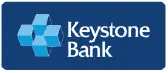Keystone Bank logo: blue hexagonal emblem beside white text on a dark blue rectangular background.