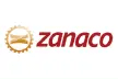 Zanaco logo: orange sun emblem to the left of the red 'zanaco' wordmark.
